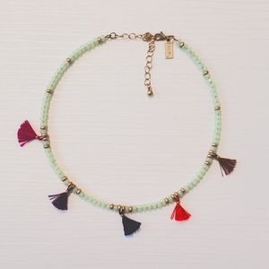 Seafoam Green Beaded Chocker with Tassels